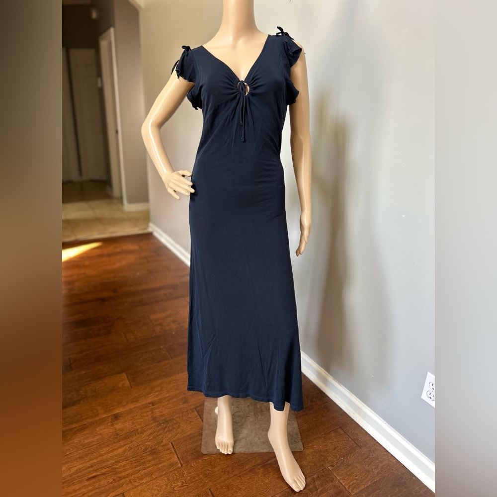 Y2K Desiree Navy Slinky Maxi Dress